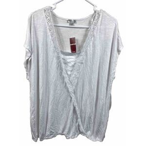 VIP Knits Avenue Blouse Womens Sz 18/20 White Shirt Crochet‎ Wrap Sleeveless NEW